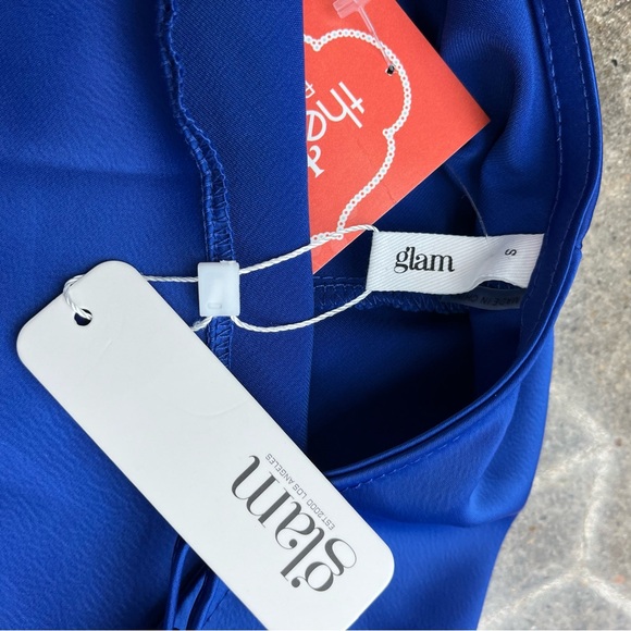 NWT glam royal blue satin silky tank top women’s small flowy soft blouse - Picture 2 of 3